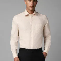 Louis Philippe Beige Cotton Regular Fit Checks Shirt-image-78