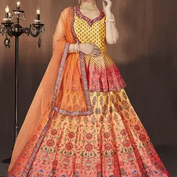 EthnicTree Printed Beads and Stones Ready to Wear Lehenga & Blouse With Dupatta-picture-22