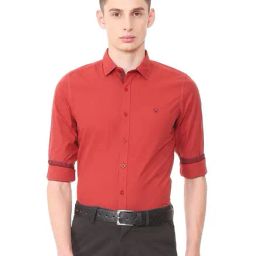 Allen Solly Red Slim Fit Cotton Shirt-picture-24