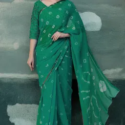CLAFOUTIS Bandhani Poly Chiffon Bandhani Saree-picture-23