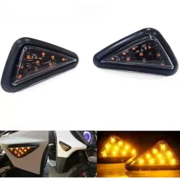 Auto Pearl Smoke Triangle LED Motorcycle Turn Signal Indicator Light Amber Compatible For Kawasaki Z1000Bs6 (Pack of 2) image 2