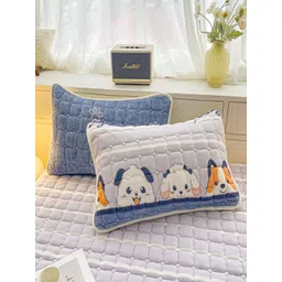 JC HOME Grey & Peach-Coloured 150 TC Queen Bedsheet with 2 Pillow Covers image 2