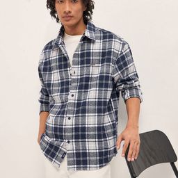 THE BEAR HOUSE Tartan Checks Checked Spread Collar Relaxed Fit Casual Shirt-picture-2