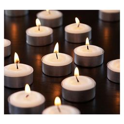 Bubble Trouble Wax Tealight Unscented Candles Set of 50 - Cream-picture-10