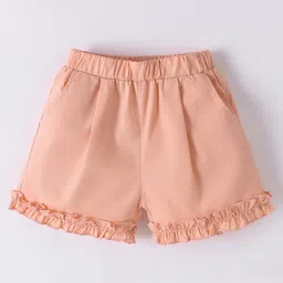 Kookie Kids 100% Cotton Shorts With Frill Design Solid Colour - Pink-image-12