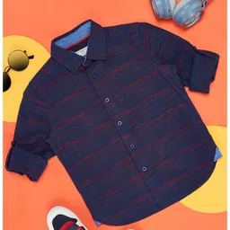 Pantaloons Junior Full Sleeves Striped Shirt - Navy Blue-image-21