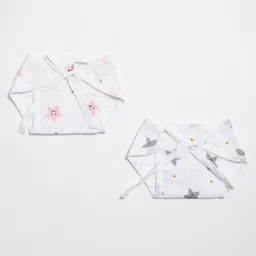 Aariro Organic Cotton Nappy Peach Smiley Star Set of 2 image 1