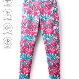 Pine Active Full Length Super Stretch Leggings with Floral Print- Pink-picture-49