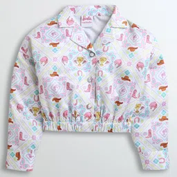 Barbie by Tiny Girl Full Sleeves Paisley Printed Shirt Style Top - Pink & White-picture-38