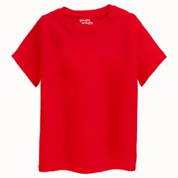 Guugly Wuugly Pure Combed Cotton Half Sleeves Solid Skin Friendly Tee - Red-image-49
