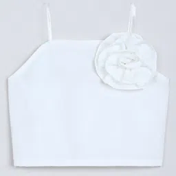 Taffykids Woven Sleeveless Rose Applique Detailed Crop Top - Off White-picture-12