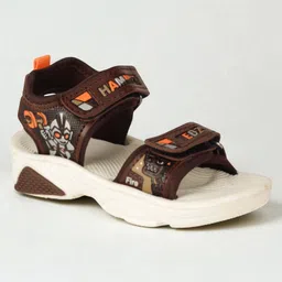 Lil Lollipop Cartoon Designed Velcro Closure Sandals - Brown image 1