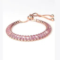 DressBerry Women American Diamond Enamelled Rose Gold-Plated Wraparound Bracelet image 2
