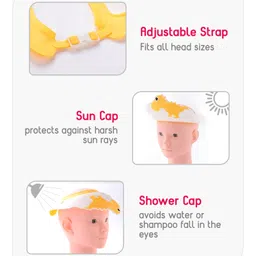 Babyhug Silicone Shower Caps Dinosaur Design - Yellow image 2