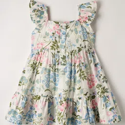 kookie kids india Kookie Kids Crinkled Crepe Woven Sleeveless Frock With Floral Print - Multicolour image 2