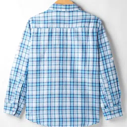 kookie kids india Kookie Kids Cotton Woven Full Sleeves Checkered Shirt with Flap Pocket - Light Blue image 3