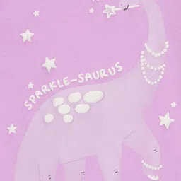 Carter's Knit Half Sleeves Shorts Co-Ord Night Suits With Dino Print Pack of 2 - Pink & White image 5