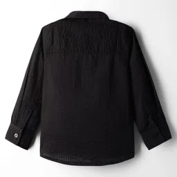 arias by lara dutta Arias 100% Cotton Full Sleeves Seersucker Stripped Shirt - Black image 4