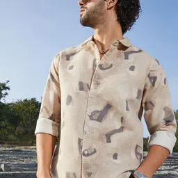 Campus Sutra Men Comfort Fit Spread Collar Abstract Printed Cotton Casual Shirt-picture-11