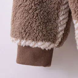 Mark & Mia Full Sleeves Hooded Sweatshirt With Kangaroo Pockets & Checks - Light Brown image 5