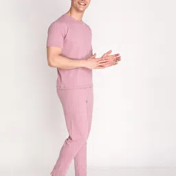 chkokko Men Top & Pyjama Set Pink Solid image 4