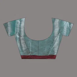 CHARUKRITI Aqua Blue Blended Solid Saree With Unstitched Blouse image 4