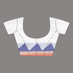 CHARUKRITI White Cotton Solid Saree With Unstitched Blouse image 4