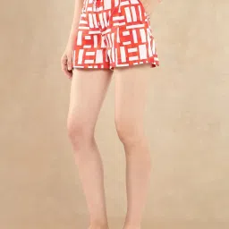 RAREISM Red Cotton Blend Printed Shorts image 4