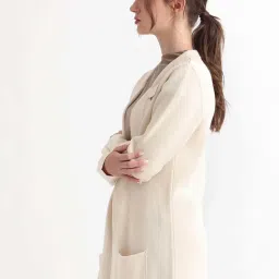 RAREISM Beige Cotton Solid Long Sleeves Sweater image 4