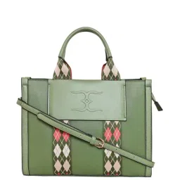 Esbeda Portable Deluxe Green PU Solid Handbag-image-12