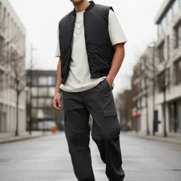 glitchez Stand Collar Padded Gilet Jacket image 4