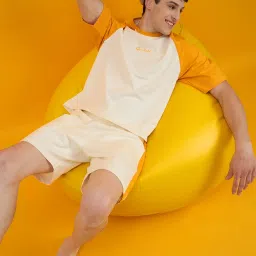 Sweet Dreams Beige Graphic Printed Shorts Set image 4