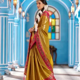 Elora Mustard Yellow Zari Saree image 4