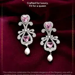 Voylla Silver Royal Romance Maitea Statement Drop Earrings image 4