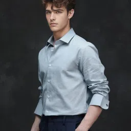 Rare Rabbit Blue Regular Fit Solid Shirt image 4