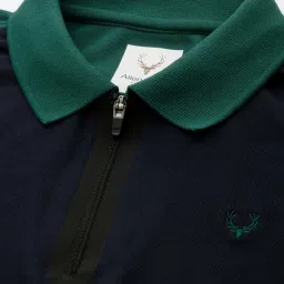 Allen Solly Kids Green Color Block Regular Fit Polo T-Shirt image 4