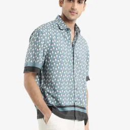 Rare Rabbit Blue Boxy Fit Print Shirt image 4