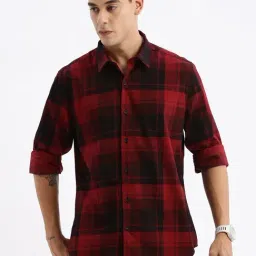 showoffff Showoff Maroon Cotton Slim Fit Checks Shirt-picture-32