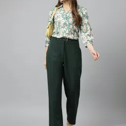 Latin Quarters Dark Green Polyester Regular Fit High Rise Pants image 4