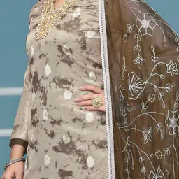 MANVAA Embroidered Silk Chiffon Unstitched Dress Material image 2