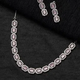 Zoey Silver-Plated American Diamond-Studded Jewellery Set-picture-16