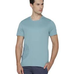 ALCIS Blue Cotton Slim Fit Printed Sports T-Shirt-picture-2