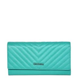 SASSORA Blue Quilted Rfid Wallet for Women-picture-5
