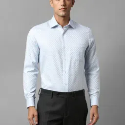 Louis Philippe Permapress Cloud Blue Cotton Regular Fit Self Pattern Shirt-image-47