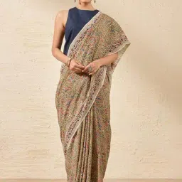 Taneira Green Cotton Printed Saree With Unstitched Blouse-picture-20