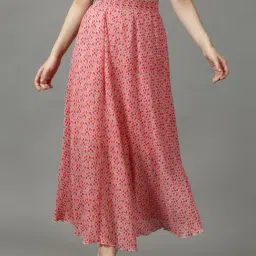 showoffff SHOWOFF Women's Floral Pink Maxi Flared Skirt-picture-12