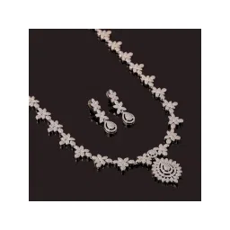 Voylla Sparkling Elegance Crystal Bloom Cz Jewellery Set image 2