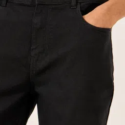 Styli Black Cotton Regular Fit Solid Jeans image 4