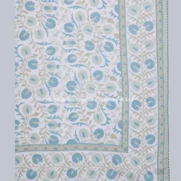 Shahenaz Daffodile Floral Blue Cotton Double Reversible Dohar image 4