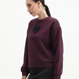 RAREISM Dark Maroon Cotton Printed Sweatshirt image 1